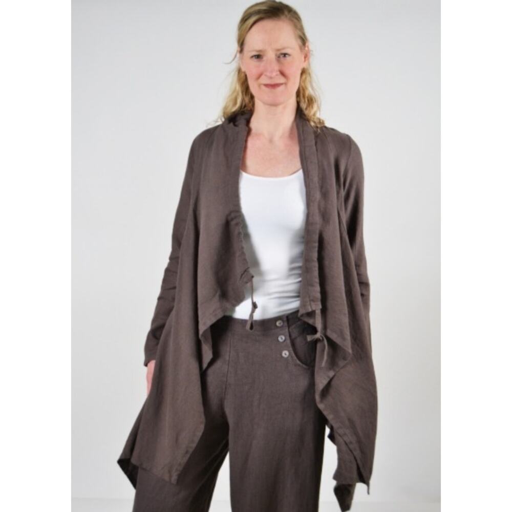 Bryn Walker Kai Drape Jacket Brown Lagenlook Line… - image 1